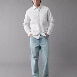 American Eagle Everyday Classic Fit Oxford Button-Up Shirt Men's Size XS White